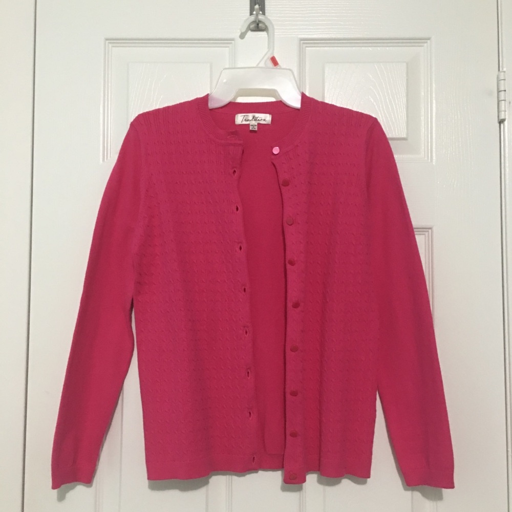 y2k vintage bright pink long sleeve knit cardigan